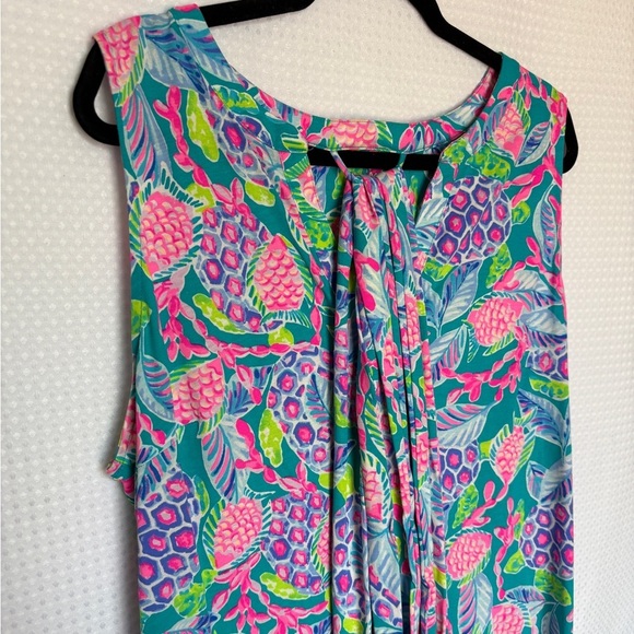 LILLY PULITZER naila midi dress Maldives green turtle wave tie dress - Picture 8 of 8